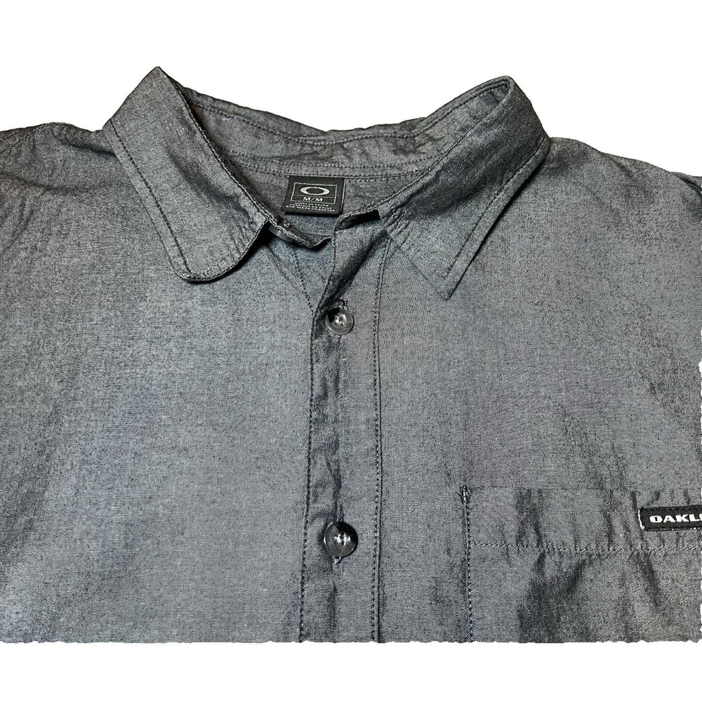 Oakley Mens Size Medium Grey Long Sleeve Button-Up Shirt Heathered Lifestyle - Picture 7 of 16